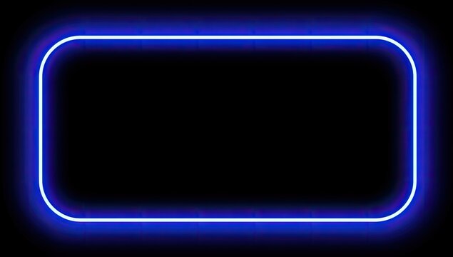 A glowing blue rectangular frame with rounded corners against a black background