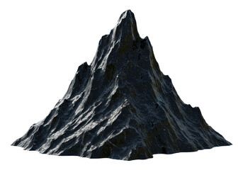 Dark mountain peak isolated on transparent background, rocky terrain landscape PNG