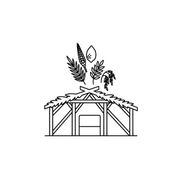 sukkot hut with etrog, lulav, hadas, arava clip art preview