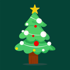 Festive cartoon holiday spruce illustration.