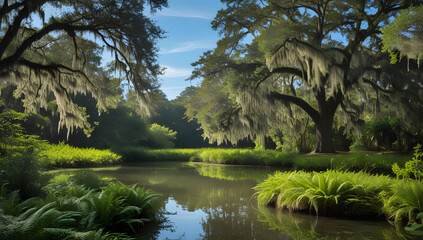 Lake with trees in the park