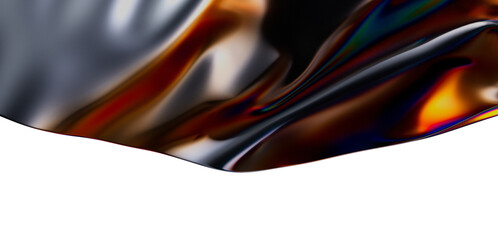 This abstract image features a rippling fabric with dynamic colors and holographic effects. Perfect for modern art or digital design projects.