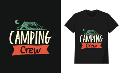 Camping Crew Adventure Graphic – Vintage Tent Sketch with Doodle Typography