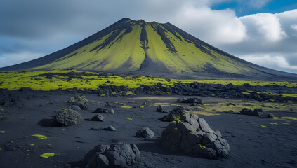 Mount Fuji in Japan during autumn with volcano view