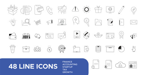 start up and web development icons in line style. Linear icon collection. Editable stroke