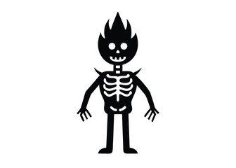 skeleton flame bone silhouette vector icon