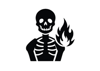 skeleton flame jaw silhouette vector icon