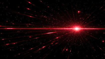 Red light bursts from a bright center, streaking across a black space, like cosmic energy