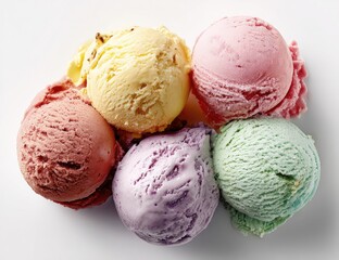 Ice cream scoops of various colors clustered together