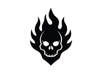 skeleton flame skull silhouette vector icon