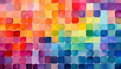vibrant watercolor squares create a dynamic and colorful abstract pattern for art design and backgrounds