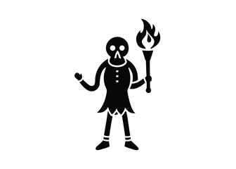 skeleton horn flame silhouette vector icon