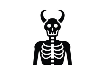 skeleton horn skull silhouette vector icon