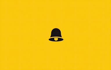 A black bell icon centered on a vibrant yellow background, minimalist design, simple