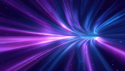 Dynamic tunnel-like vortex of vibrant purple and blue energy, streaks converging
