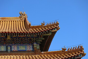 Fototapeta premium Close up of the building details of building in forbidden city in Beijing , China