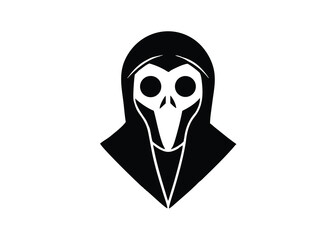 skeleton raven mask silhouette vector icon