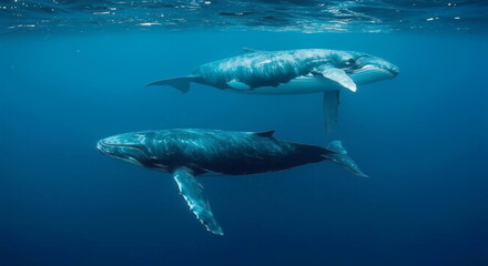Fototapeta premium blue whales swiming