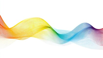 Colorful flowing ribbon design, blending rainbow hues over white background