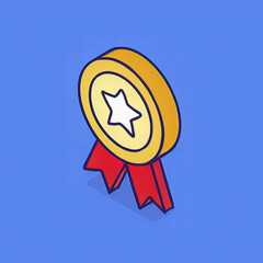 This isometric icon represents an award for achievement or victory. The simple vector illustration is a symbol of winning and success.