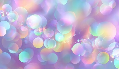 Bokeh-style abstract background featuring soft, iridescent orbs and a gradient of pastel colors