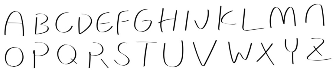 Handwritten letters. Alphabet. Round. Soft. Simple. Font.