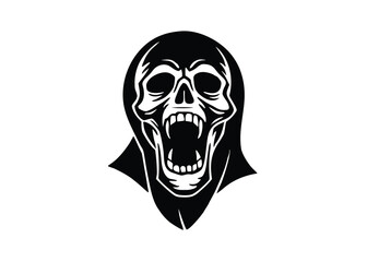 skeleton scream skull silhouette vector icon