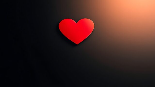 Red heart shape on a sleek black surface, radiating warmth and emotion with a minimalist aesthetic.