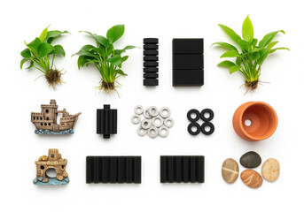 Aquarium Accessories Flat Lay Display