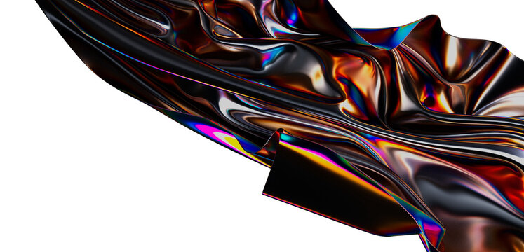 Stunning abstract image of iridescent fabric flowing, perfect for backgrounds, design, and more.