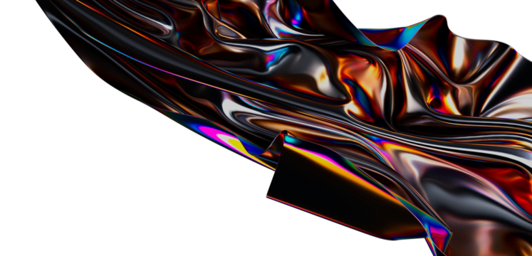 Stunning abstract image of iridescent fabric flowing, perfect for backgrounds, design, and more.