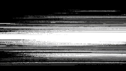 Monochrome image showing horizontal static and digital distortion across a gradient background