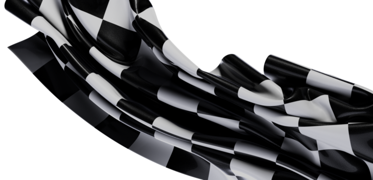 Dramatic, flowing checkered flag. Perfect for racing, competition, victory themes.
