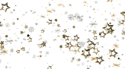 Festive winter background with gold stars and snowflakes. Perfect for holidays and celebrations.