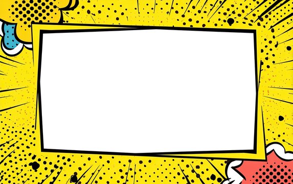 Comic book style frame, explosion background, blank center for text