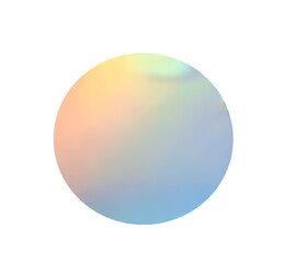 Holographic Round iridescent sticker reflecting light, creating abstract colors, transparent background, generating element design ethereal