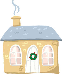 illustration of a house in the snow