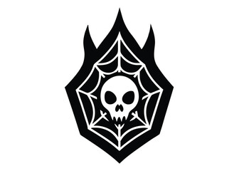 Obraz premium skeleton web flame silhouette vector icon