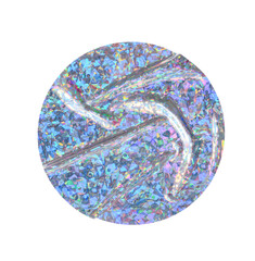 Iridescent Round holographic texture duct sticker with blue shimmer effect and abstract reflection, light background security
