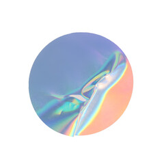 Abstract Round gradient texture duct sticker an opaque round liquid, clear ocean blue water merging with beige, transparent background light