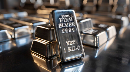 Shiny silver bullion bars