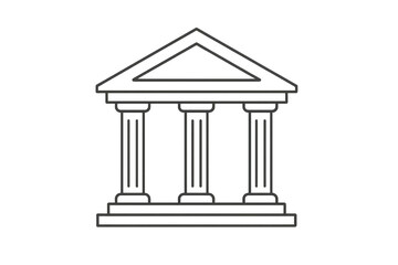 Obraz premium Architectural outline of a classical building on a transparent background style