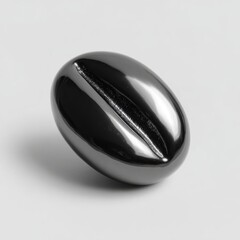 Highly Polished Black Chrome Coffee Bean Object on a Light Background for Creative Projects