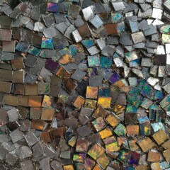 Colorful Mosaic Swatch of Material Made of Tiny Aligned Square Pieces for Artistic Use