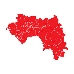 Abstract Red Guinea Map with Cities