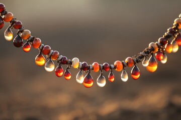 Close-Up of an African Maasai Beaded Necklace with Colorful Ornaments and Reflections