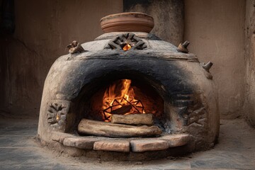 Traditional Indian Tandoor Oven with Internal Heat for Authentic Cooking Experience