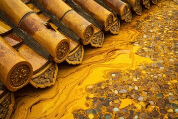 Abstract View of Roof Tiles in Forbidden City with Unique Patterns and Colors