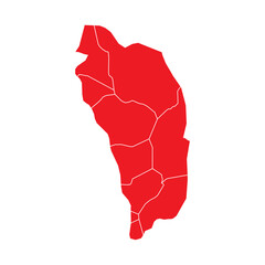 Abstract Red Dominica Map with Cities