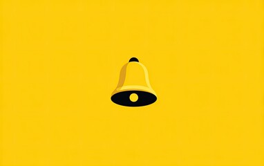 Golden bell graphic centered on a solid yellow background, with slight shadows and highlights